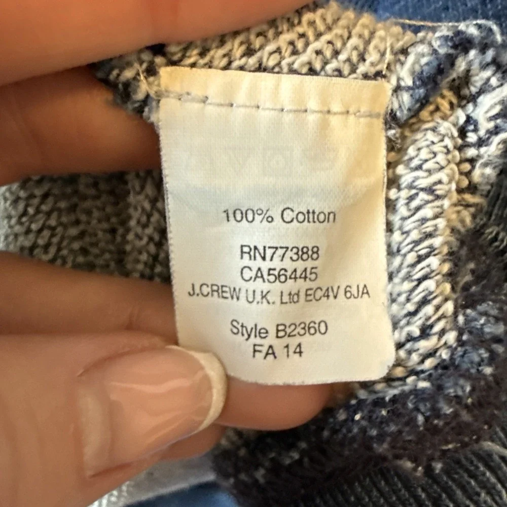 Rivet & Thread J Crew Distressed Thrashed Ripped Indigo Blue Sweatshirt M Grunge